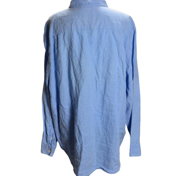 Tommy Bahama Blue Linen Button Up Shirt Long Sleeve Relaxed Fit Breathable Soft - Picture 4 of 7
